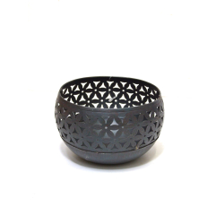 Lampion na T-light stary metal Miedziany ażurowy Kwiaty 13x8cm